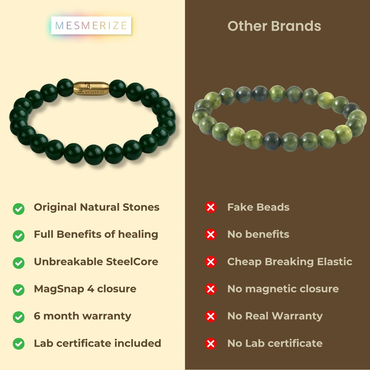 Lush Green Jade Natural Stone Bracelet with MagSnap4