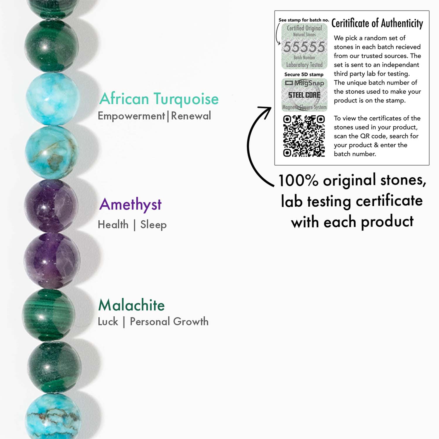 Malachite Natural Stone Couple Bracelets with Magsnap 2