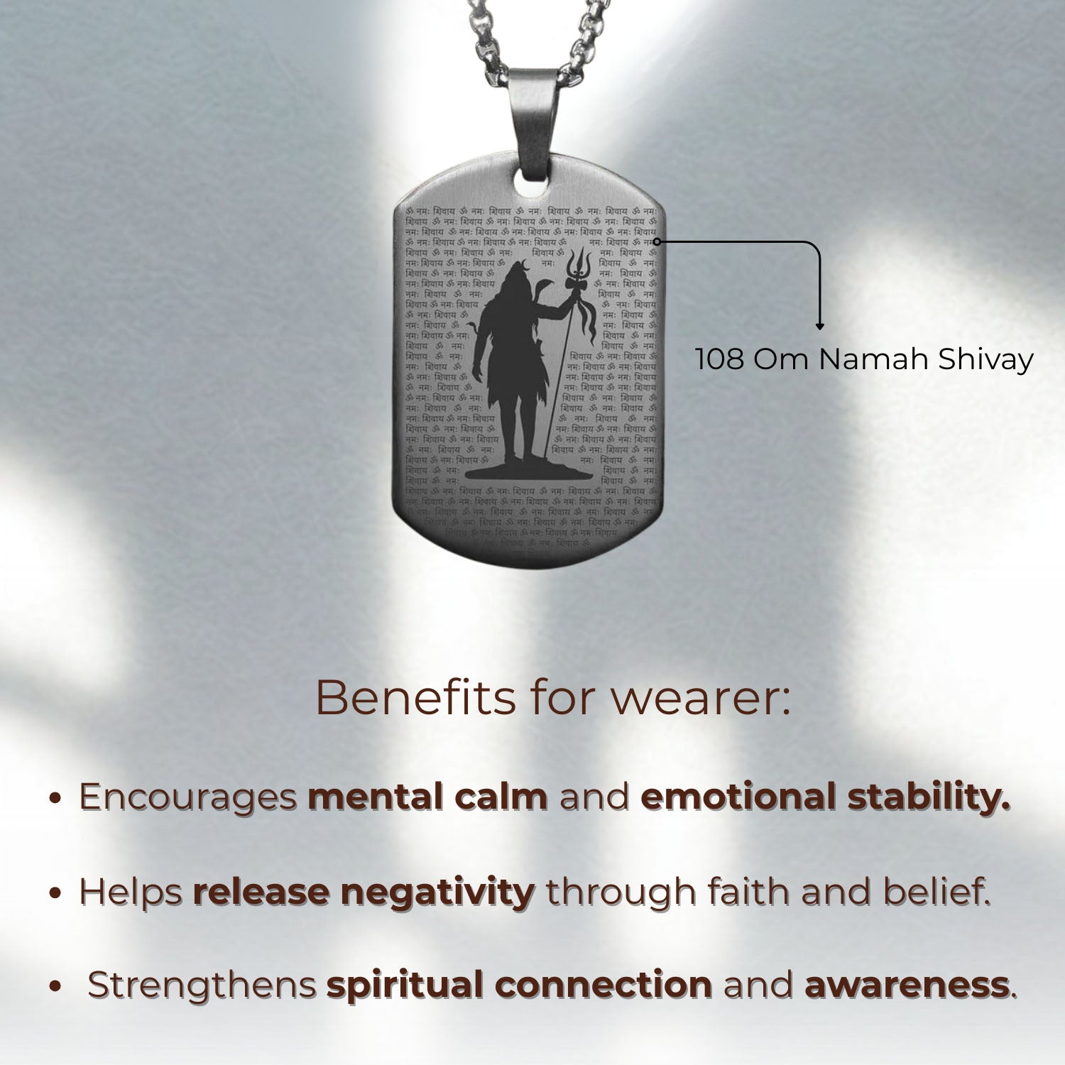 108 times Om Namah Shivay Tag Necklace Black