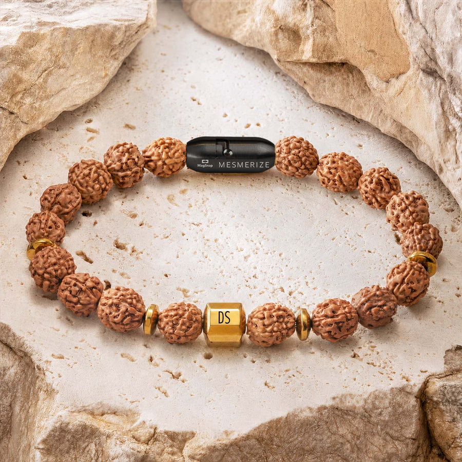 Personalised Spiritual Rudraksh Natural Stone Bracelet with Magsnap 4