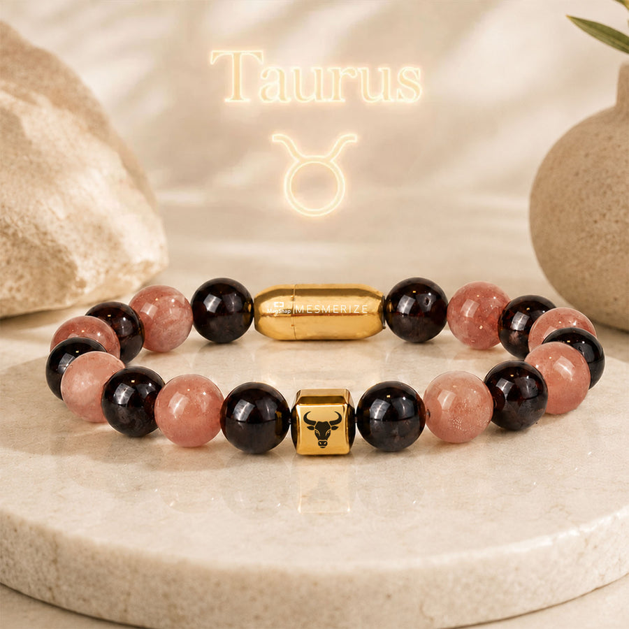 Taurus (Vrishabh) Zodiac Stone Bracelet with MagSnap
