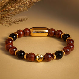 925 Sterling Silver Sacred Om Natural Stone Bracelet with MagSnap