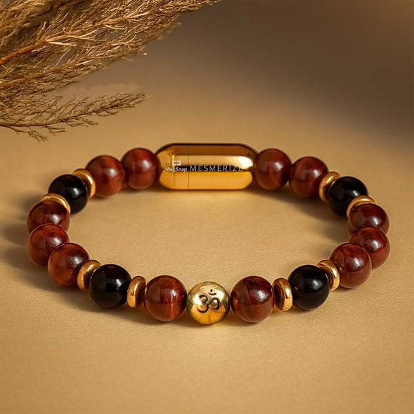 925 Sterling Silver Sacred Om Natural Stone Bracelet with MagSnap 2