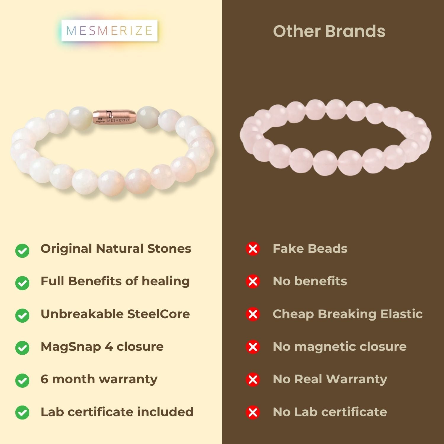 Solace Rose Quartz Natural Stone Bracelet with MagSnap