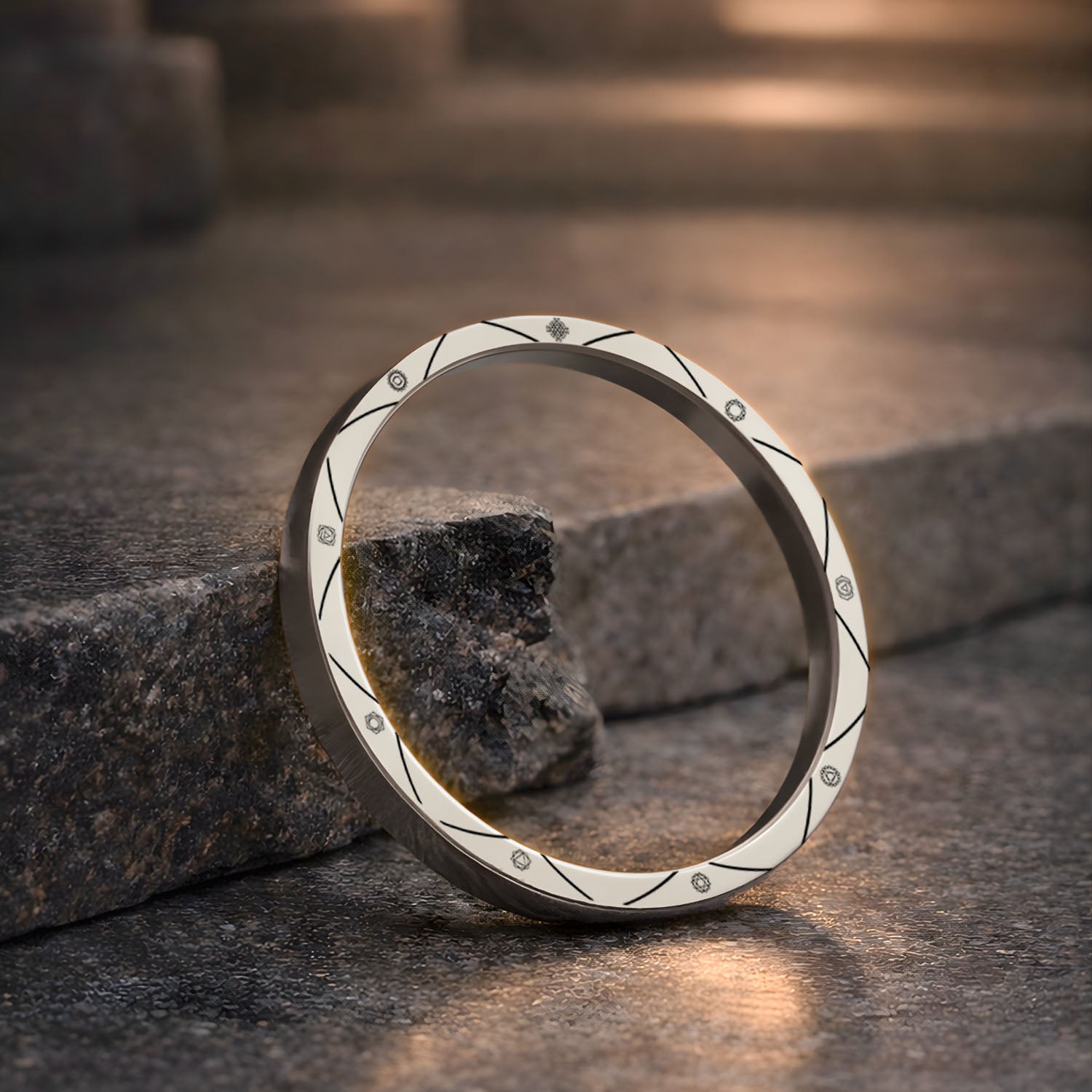 9 Chakra MicroCarved Classic Round Kada Silver