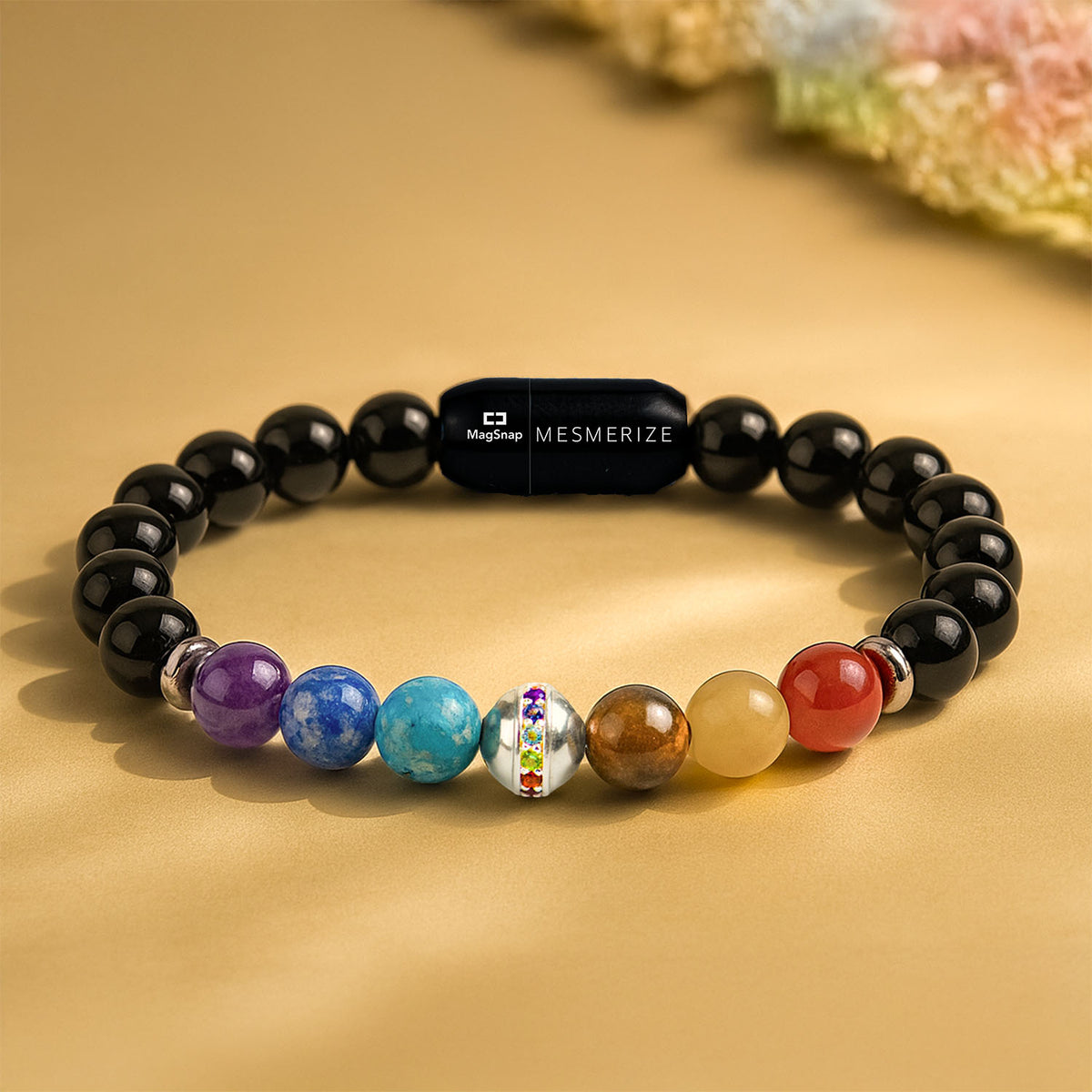 Pure 925 Silver Balance 7 chakra Natural Stone Bracelet With MagSnap 2