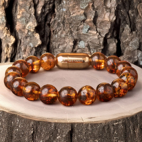 Celestial Warmth Amber Natural Stone Bracelet with Magsnap 2