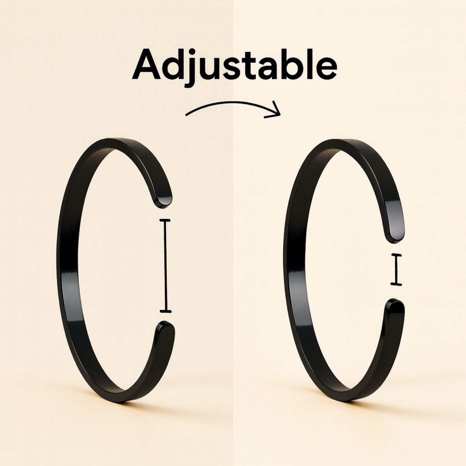 Shiv Trishul Gloss Cuff Adjustable Bracelet Black