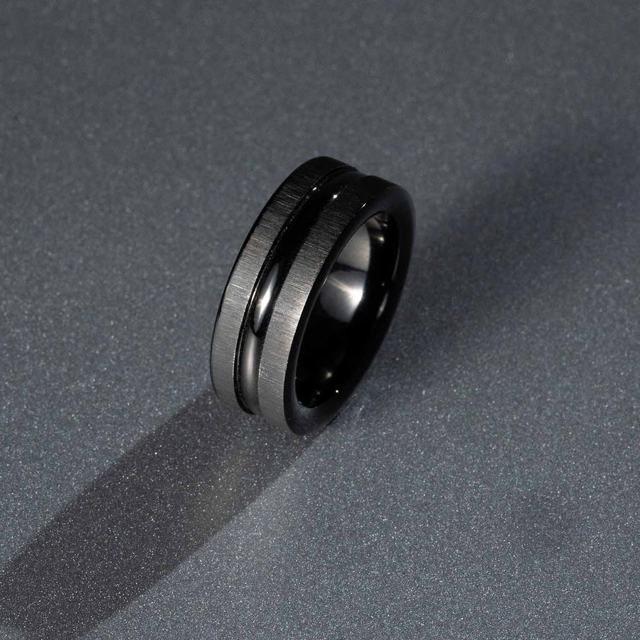 Black Titanium Finish Steel Ring