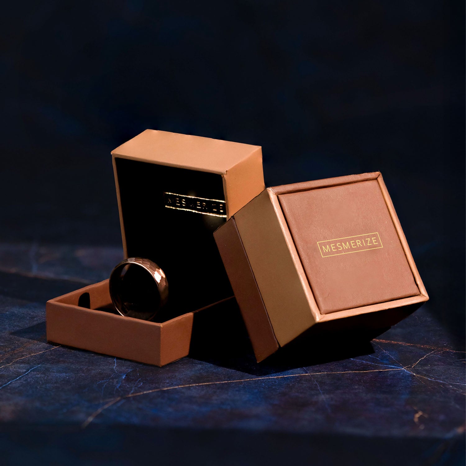 Forged Hammered Tungsten Carbide Band Ring BRONZE