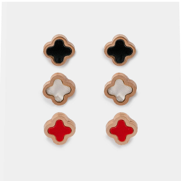 W Premium Jewellery Clover Earring Stud Set (Pack of 3)