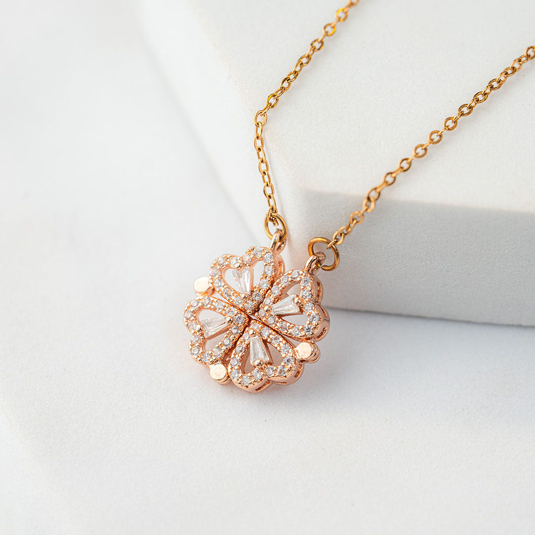 Clover Heart Rose Gold Necklace