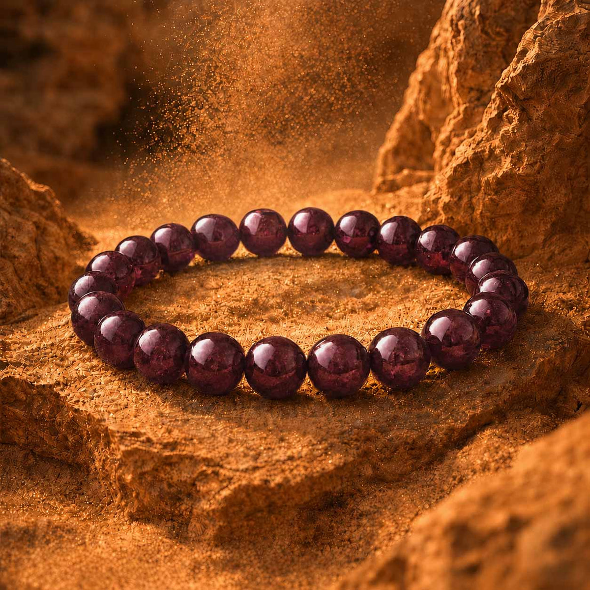 Energizing Garnet Natural Stone Elastic Bracelet