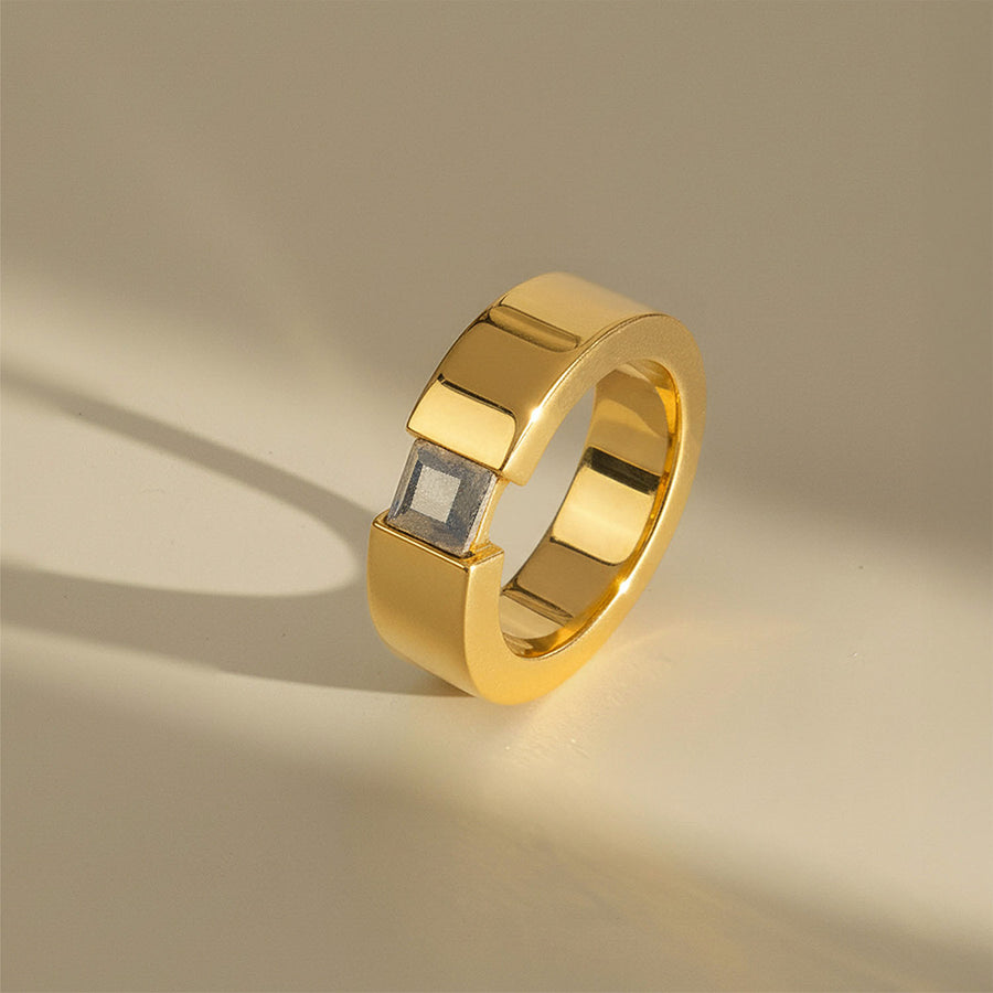 Gold Plated Pure 925 Silver Ring With Pyrite Gem Stone
