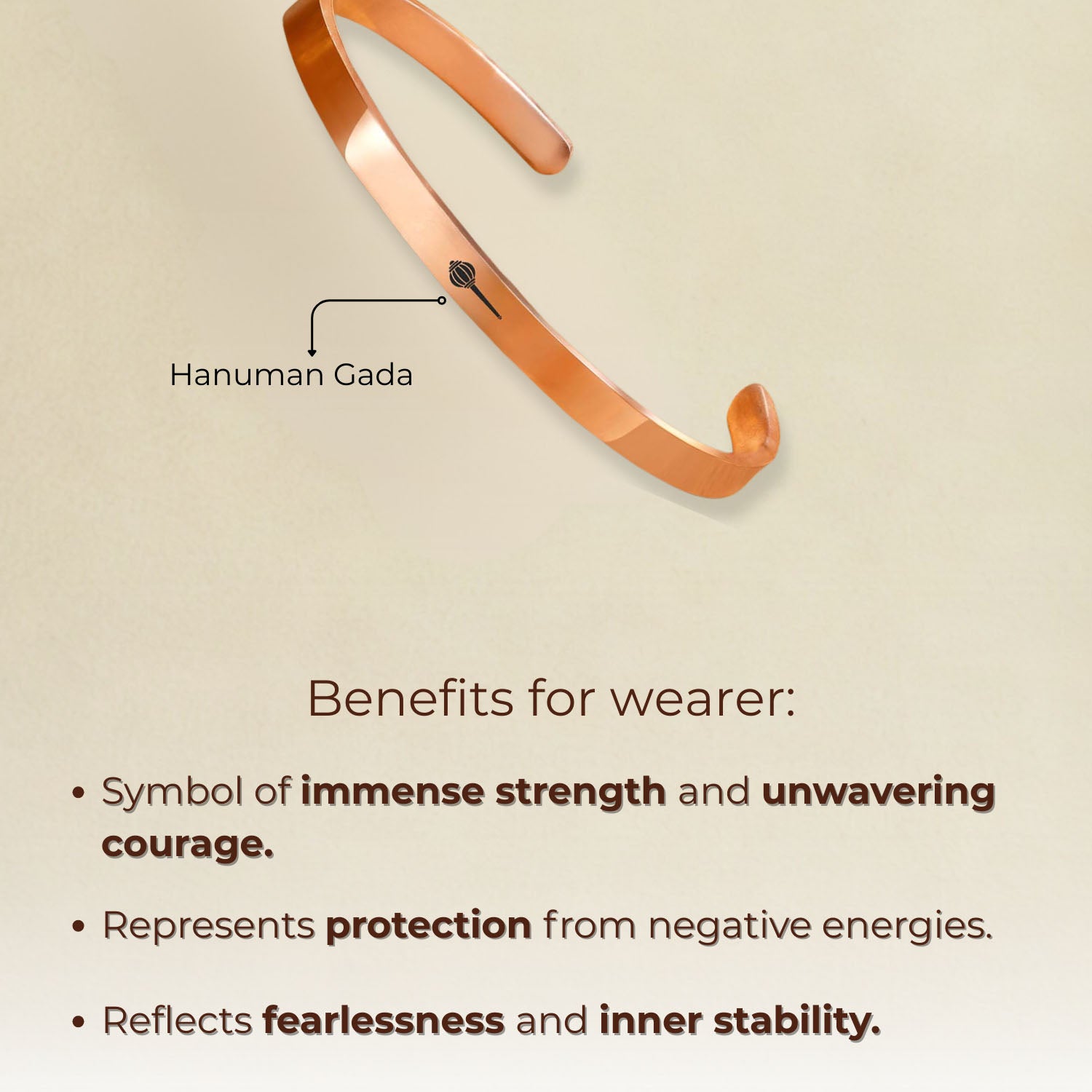 Hanuman Gada Gloss Cuff Adjustable Bracelet Gold