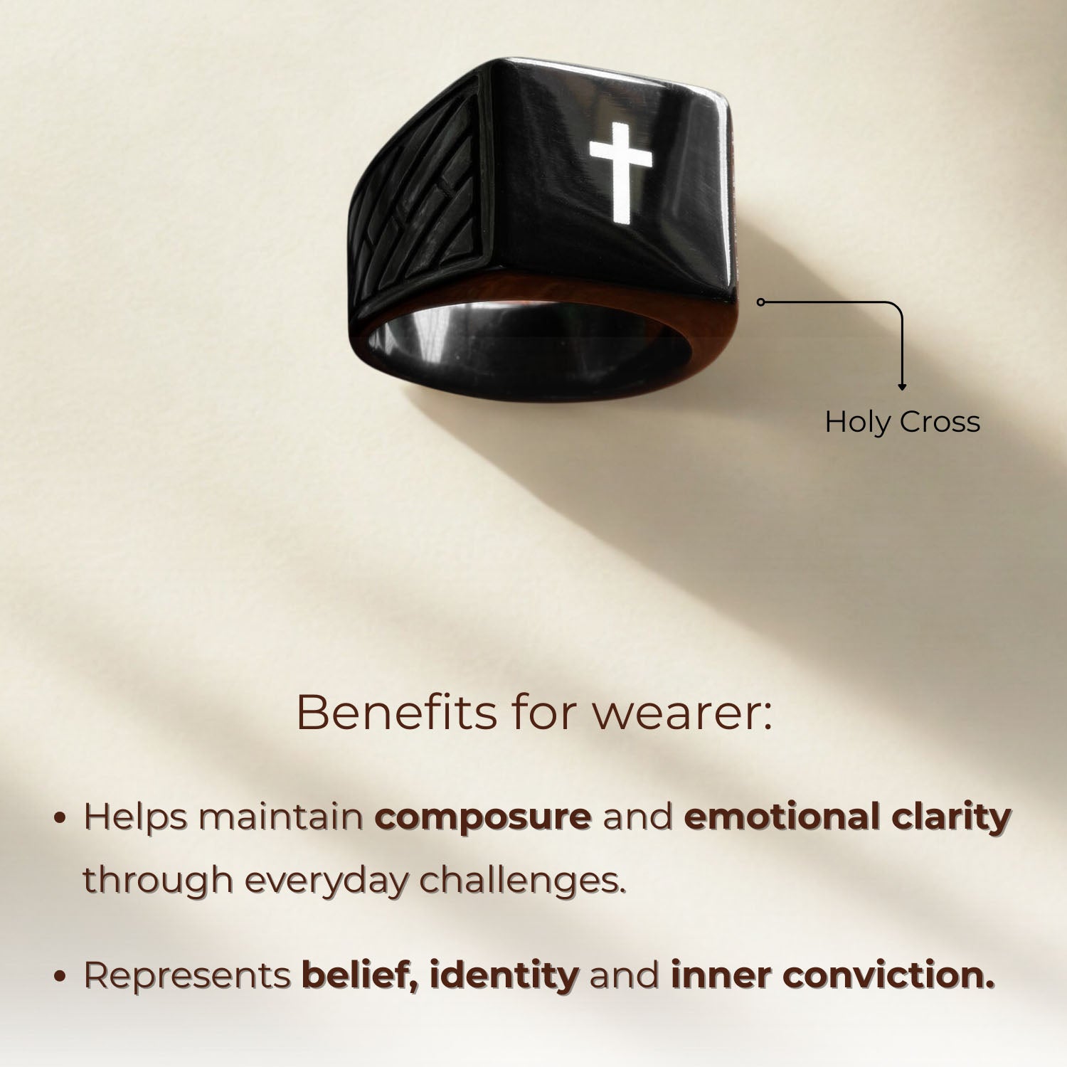 Spiritual Black Hercules Ring Holy Cross