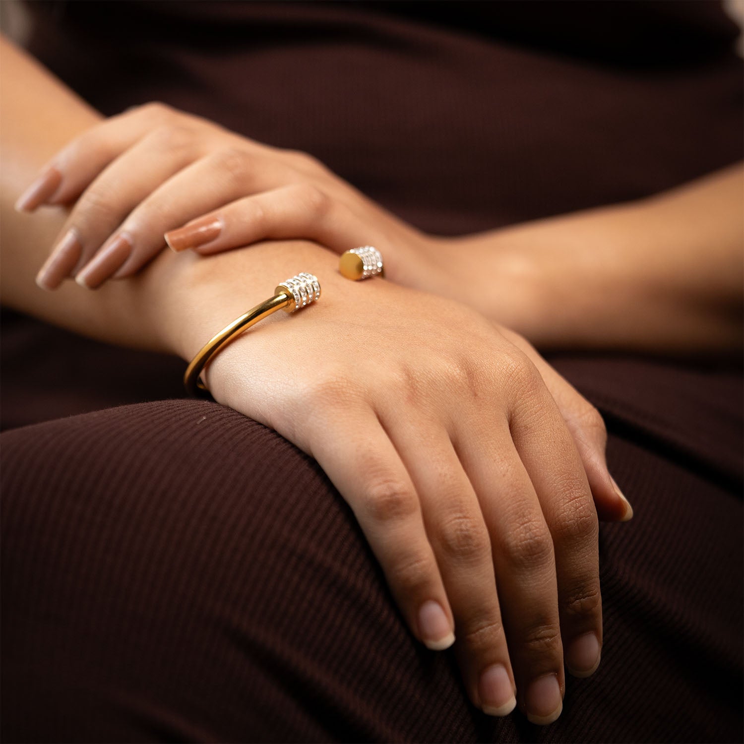 Ivana Diamond-Edge 18k Gold Cuff Bracelet