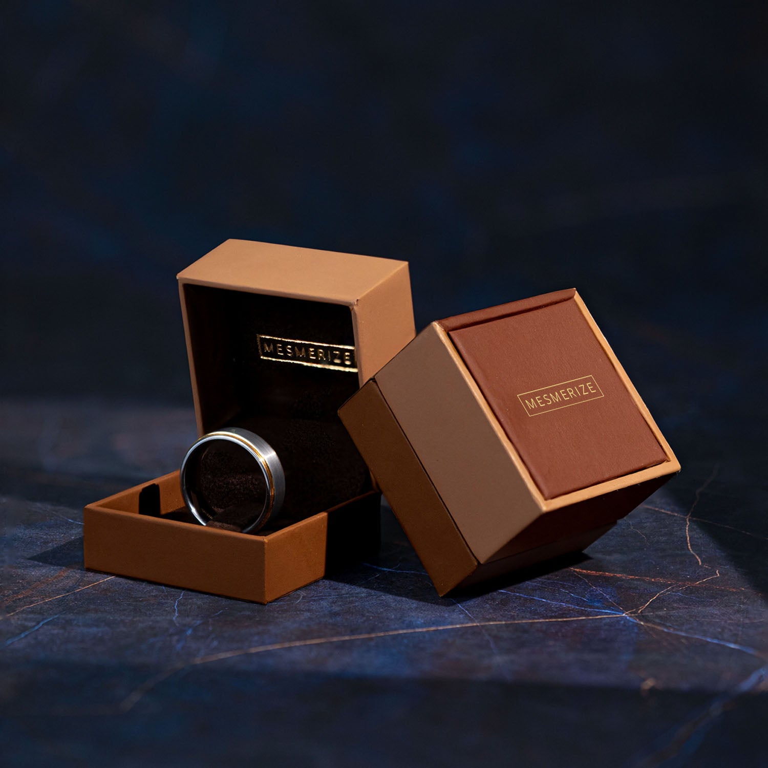 Ivory On Gold Tungsten Carbide Band Ring