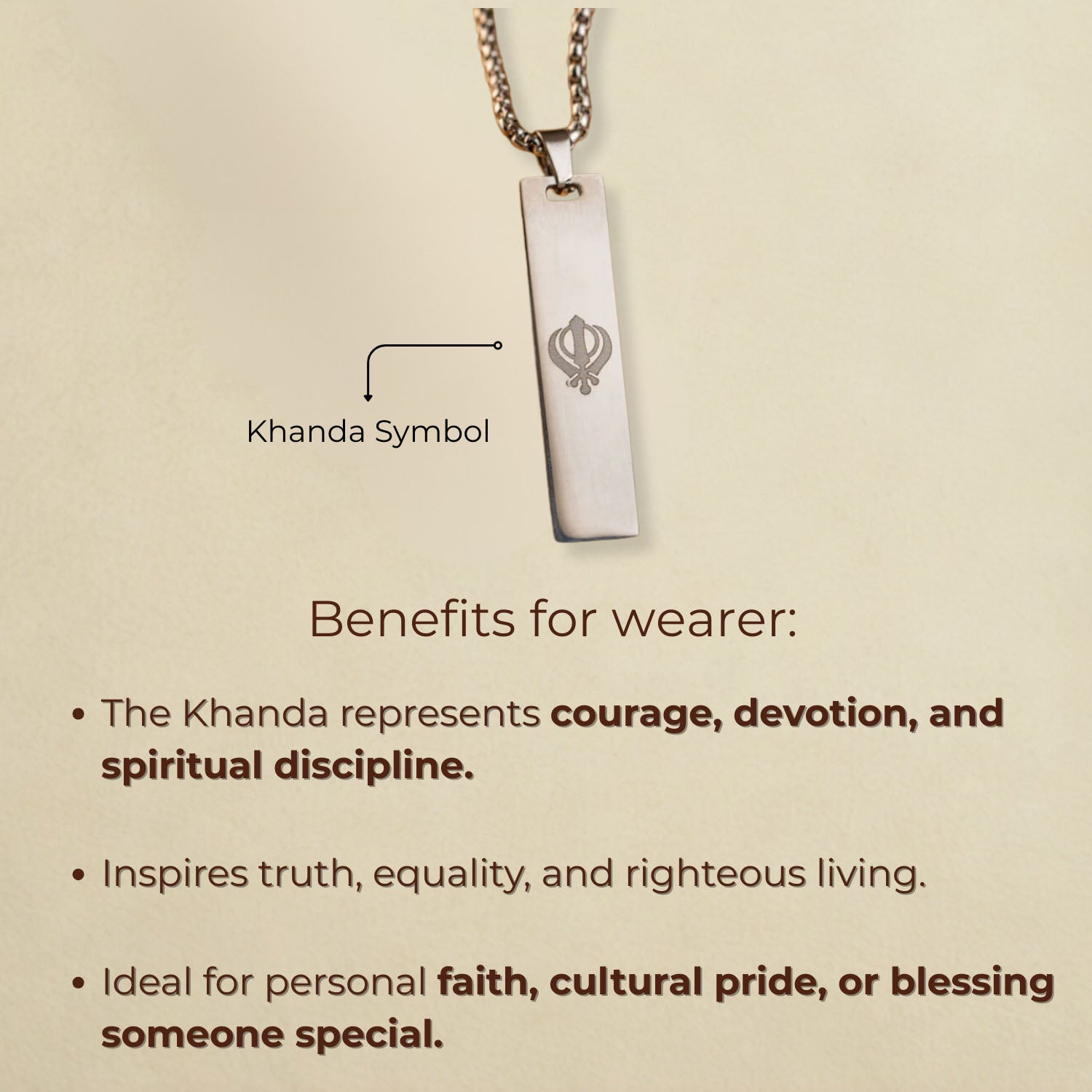 Khanda Spiritual Mini Tag Silver