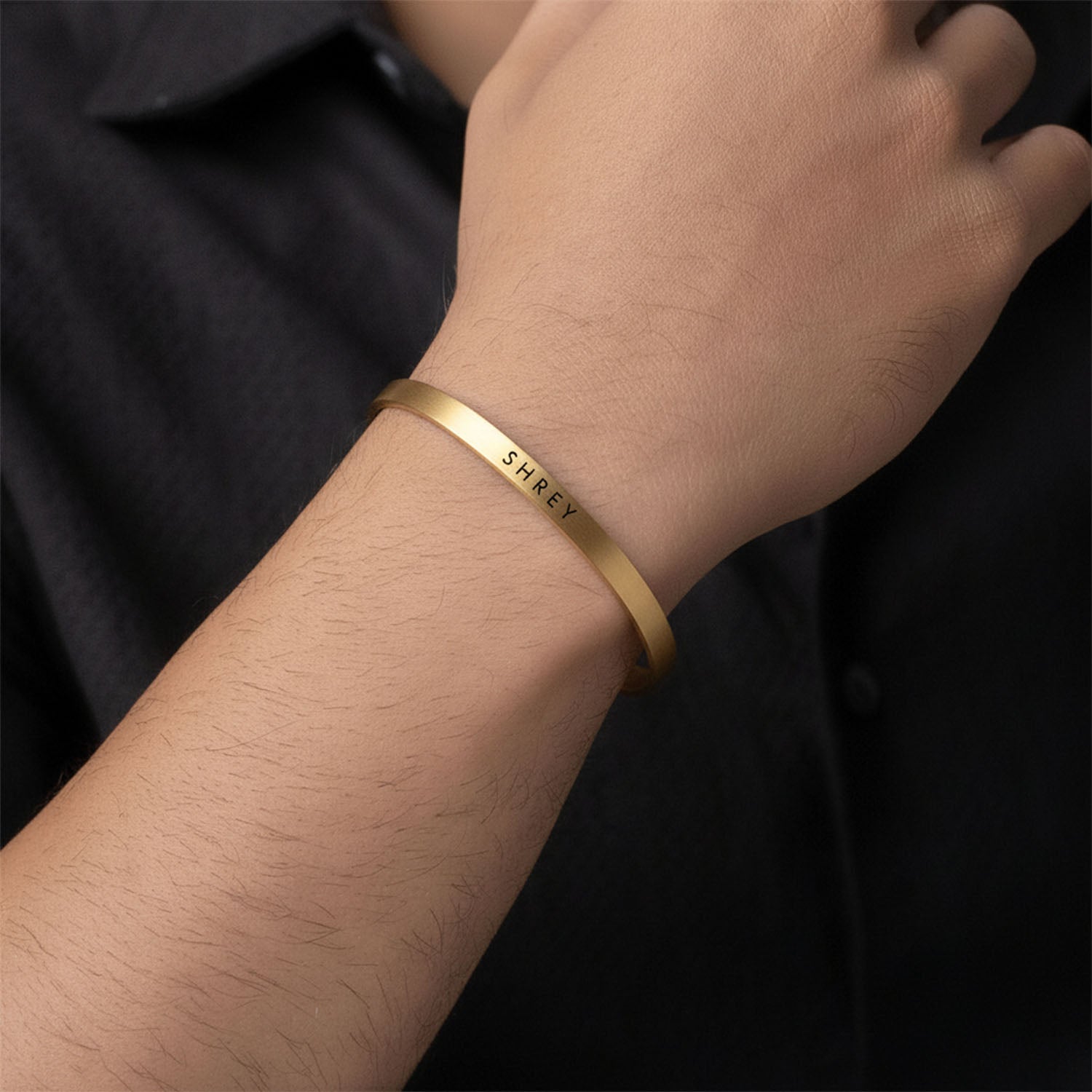 Matte Cuff Adjustable Bracelet  Rose Gold Personalised