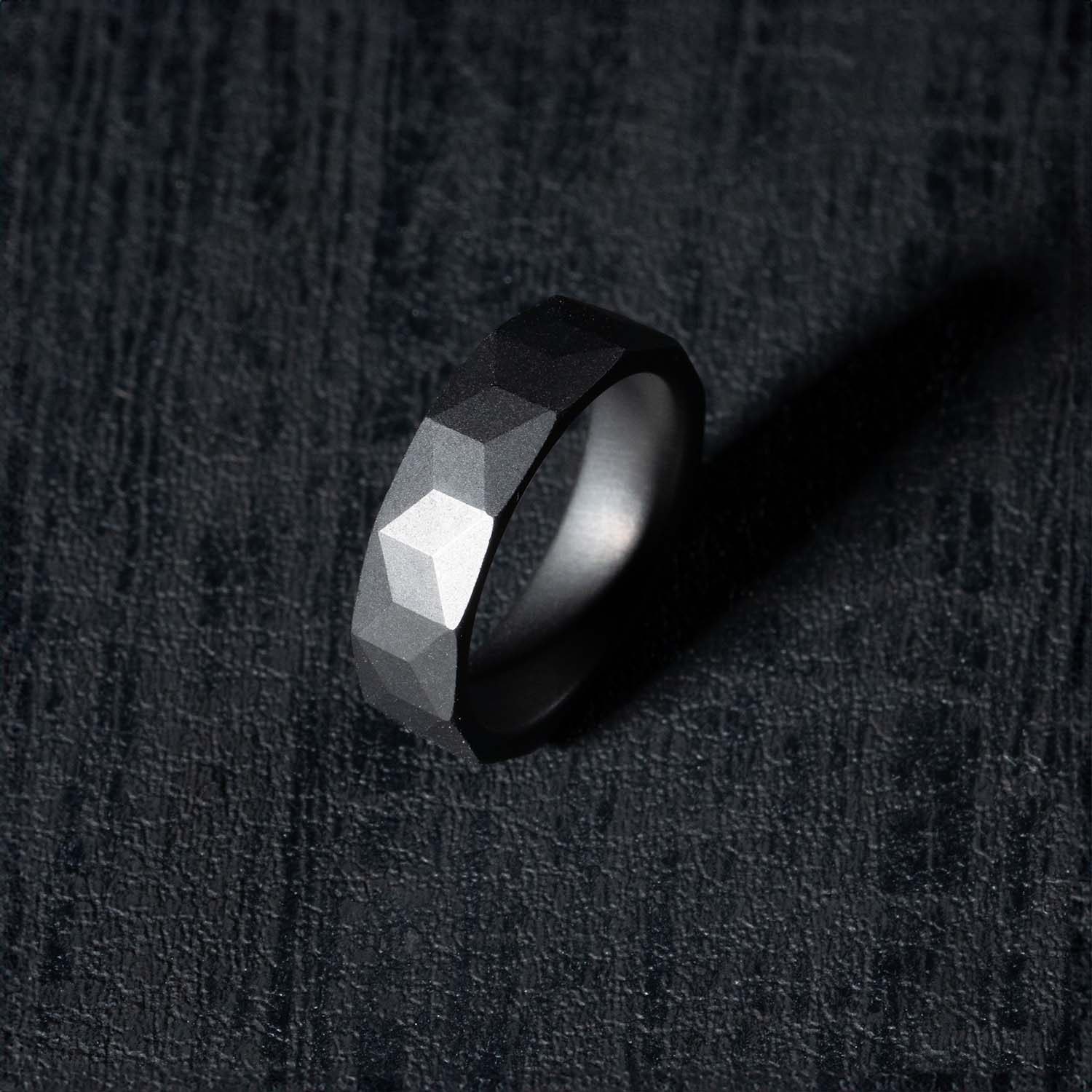 M Premium Jewellery Matte Black Cube Ceramic ring