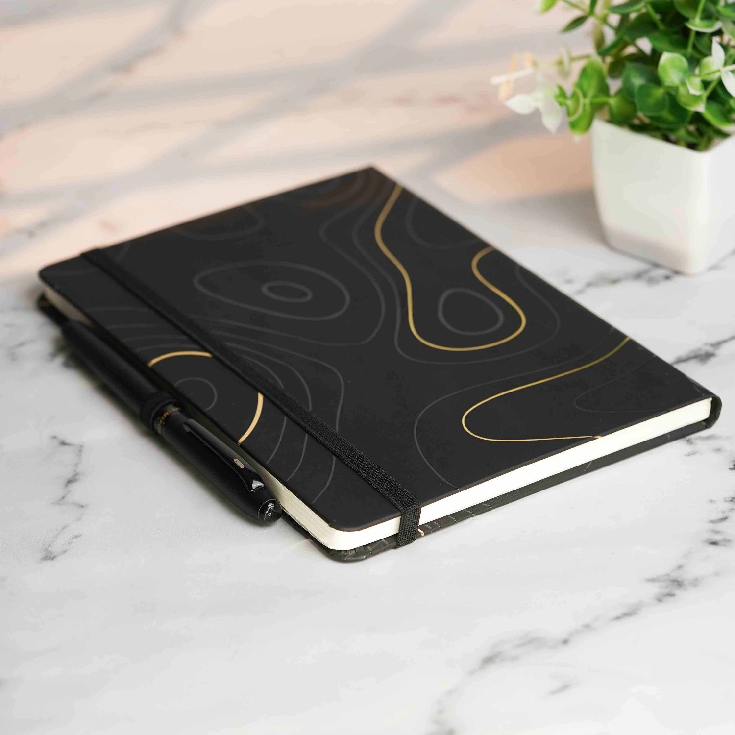 Matte Black Notebook with Ultra Matte Black Onyx 2 in 1 MagSnap Roller Ball Pen with Stylus None