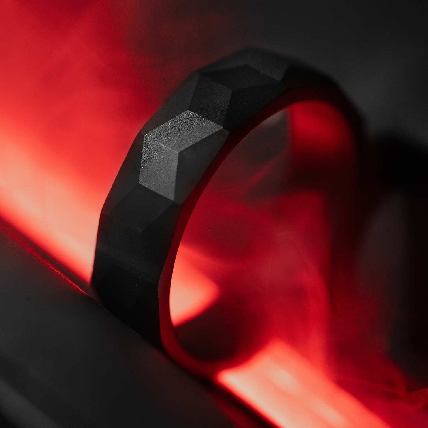 M Premium Jewellery Matte Black Cube Ceramic ring