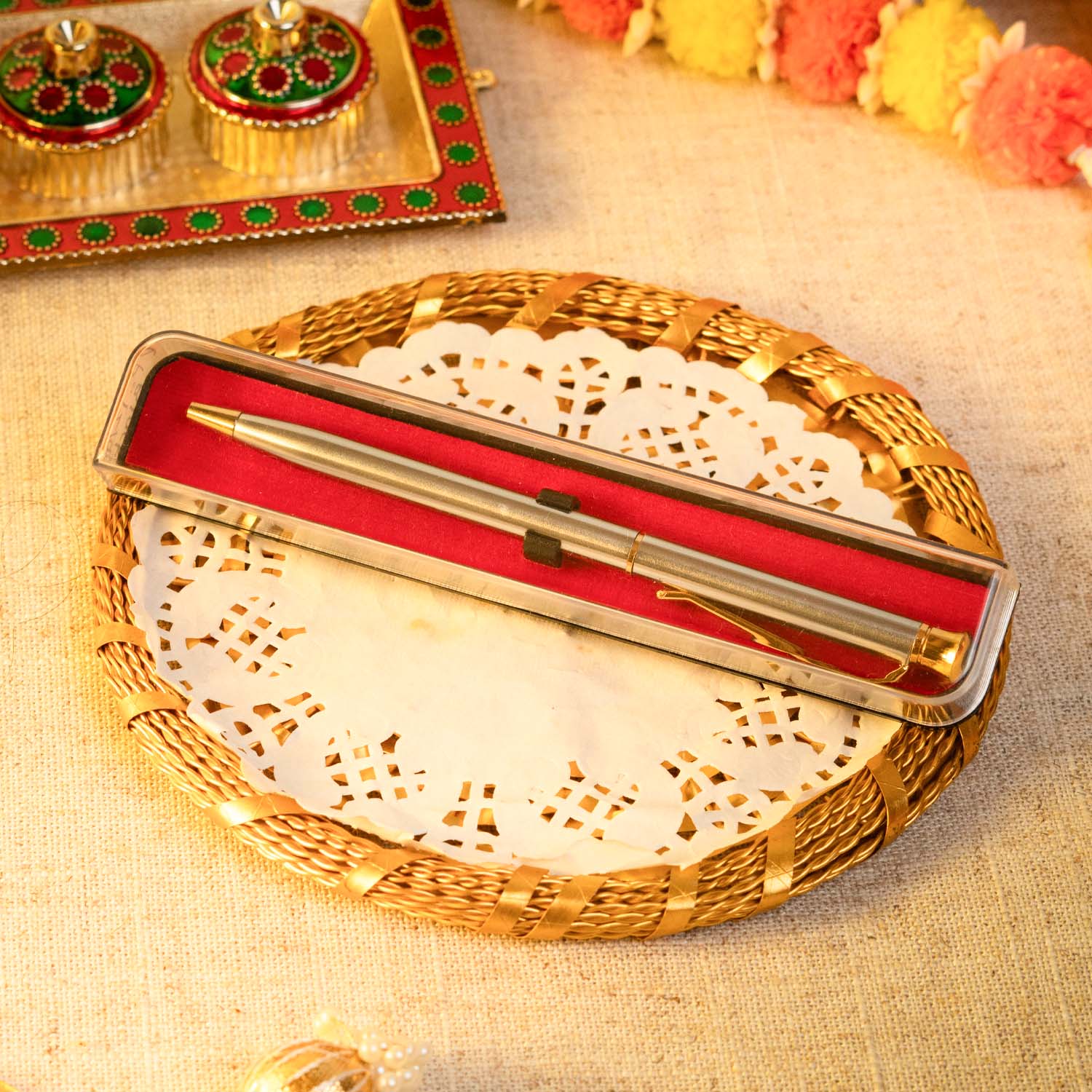 Shivji Pure Silver Plated Rakhi Hamper