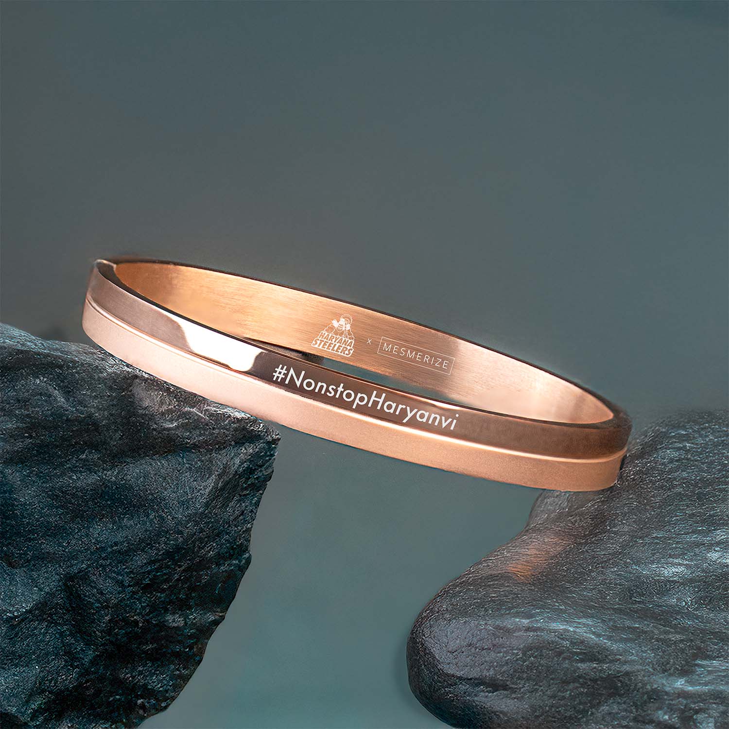 #NonStop Haryanvi Dual Finish Kada Bracelet Rose Gold