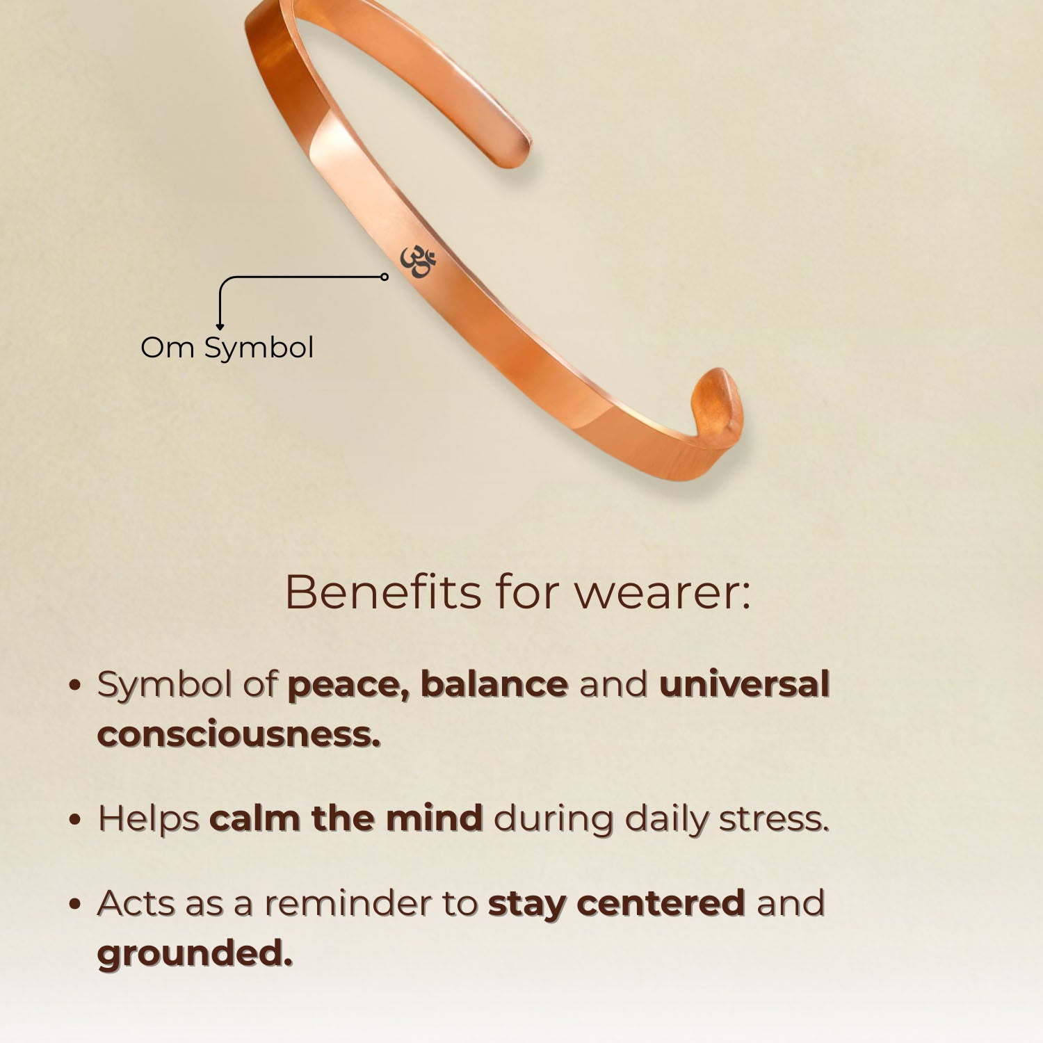Om Gloss Cuff Adjustable Bracelet Silver