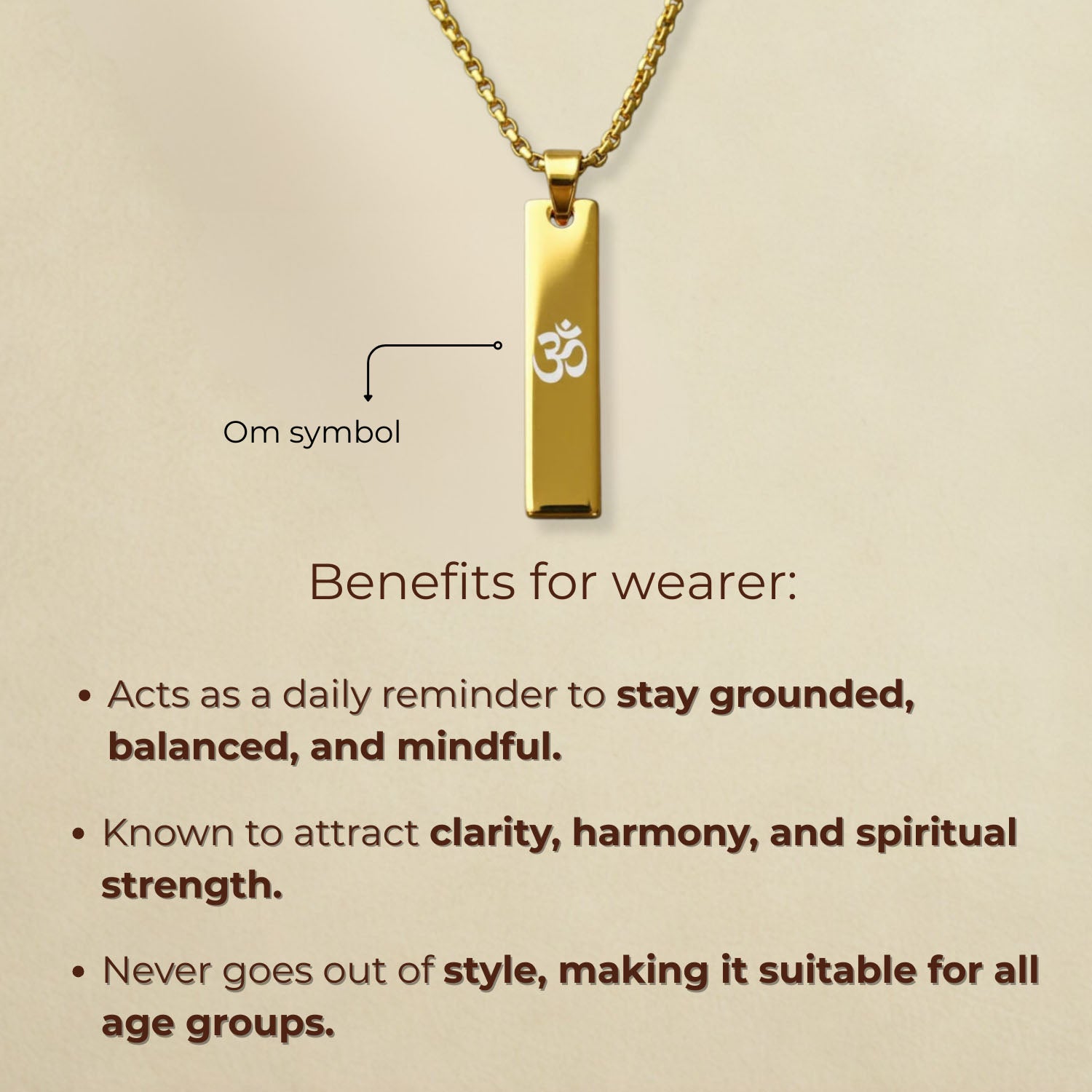 Black Om Spiritual Mini Bar Necklace