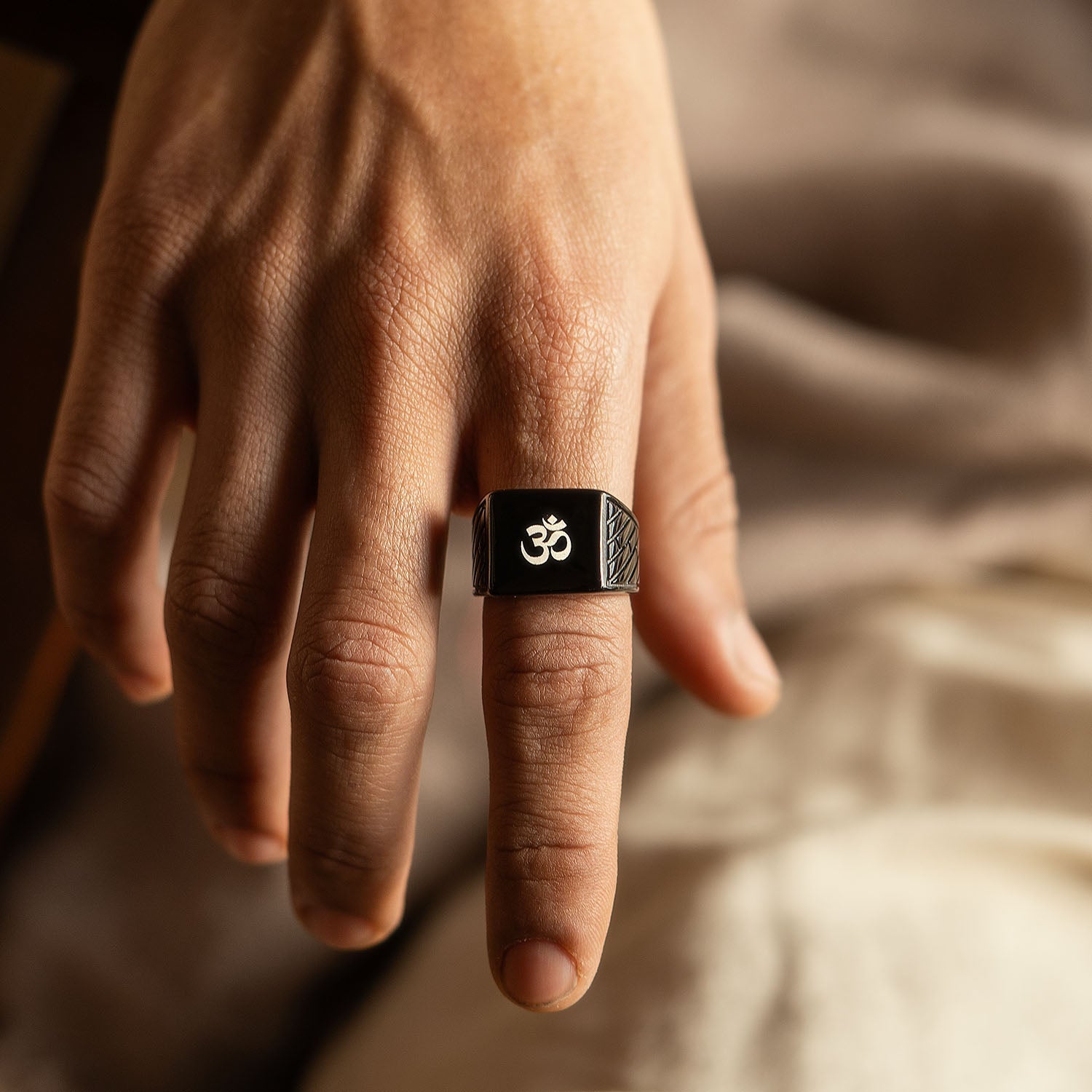 Spiritual Black Hercules Ring Om