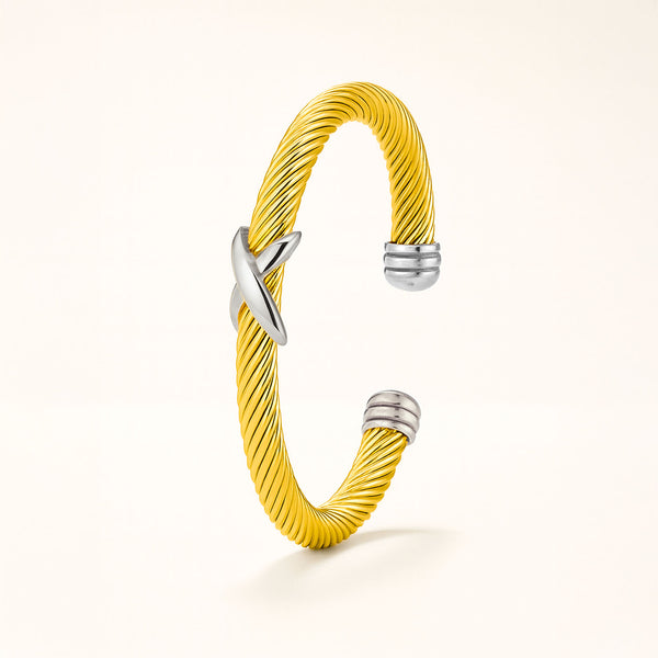 Paloma Twisted Adjustable Bangle Bracelet Gold Cuff