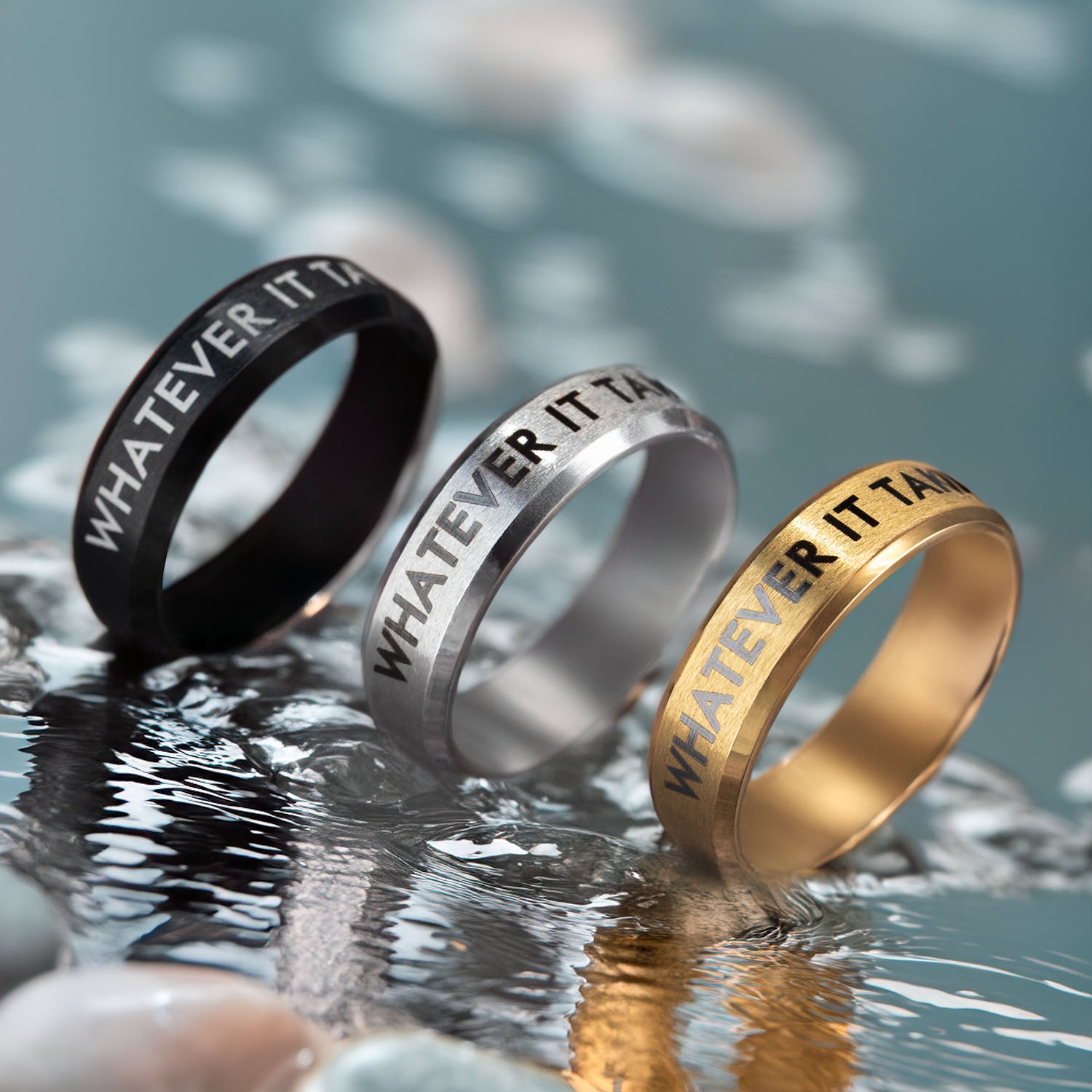 Personalised Gold Beveled Ring