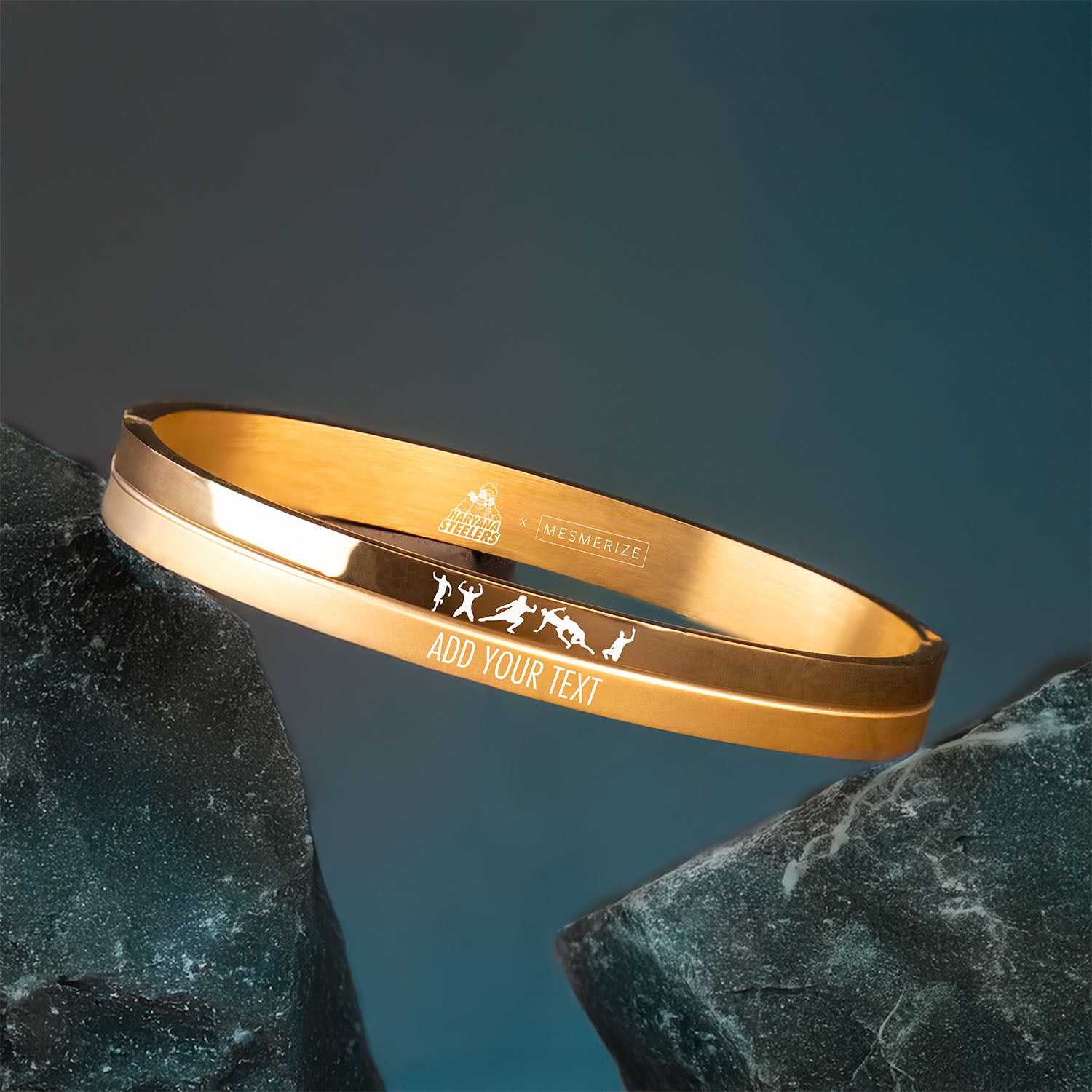 Personalised Kadaddi Moves Dual Finish Kada Bracelet Gold