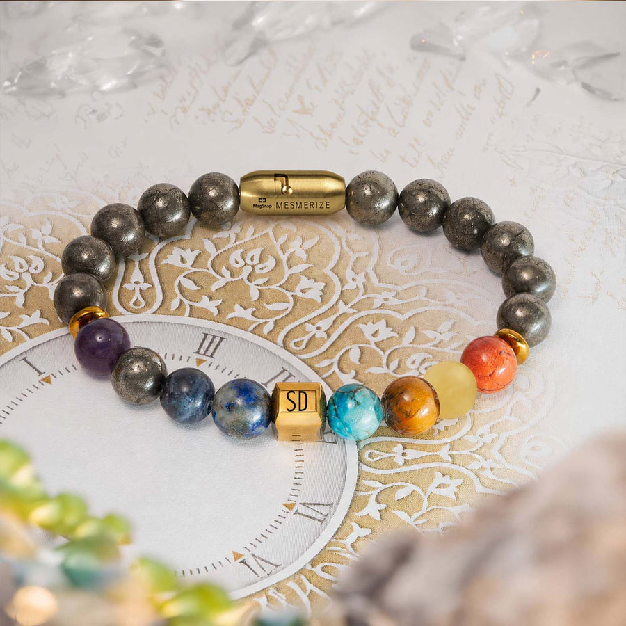 Personalised Money Magnet Pyrite 9 Chakra Natural Stone Bracelet With MagSnap 4