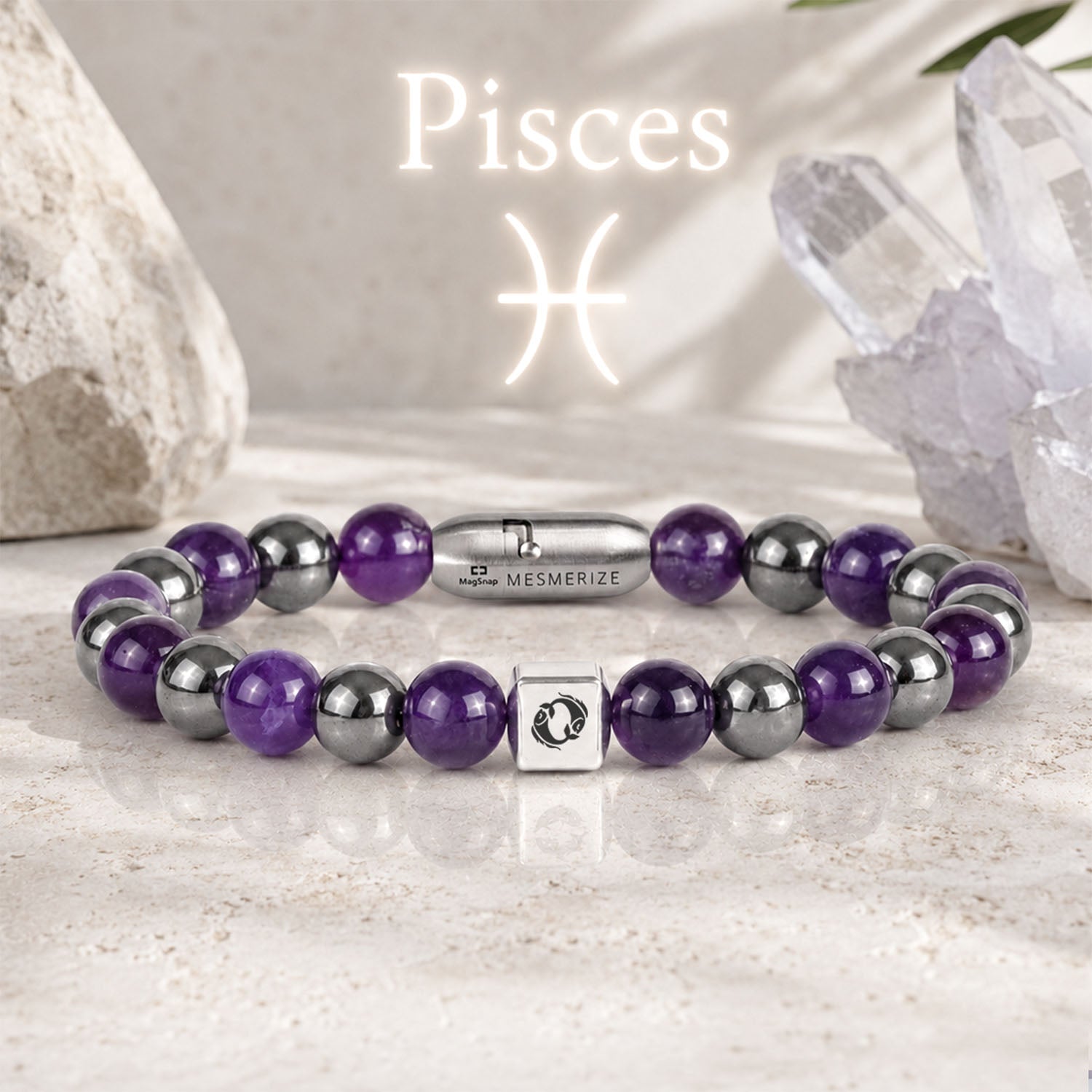 Pisces (Meen) Zodiac Stone Bracelet with MagSnap 4