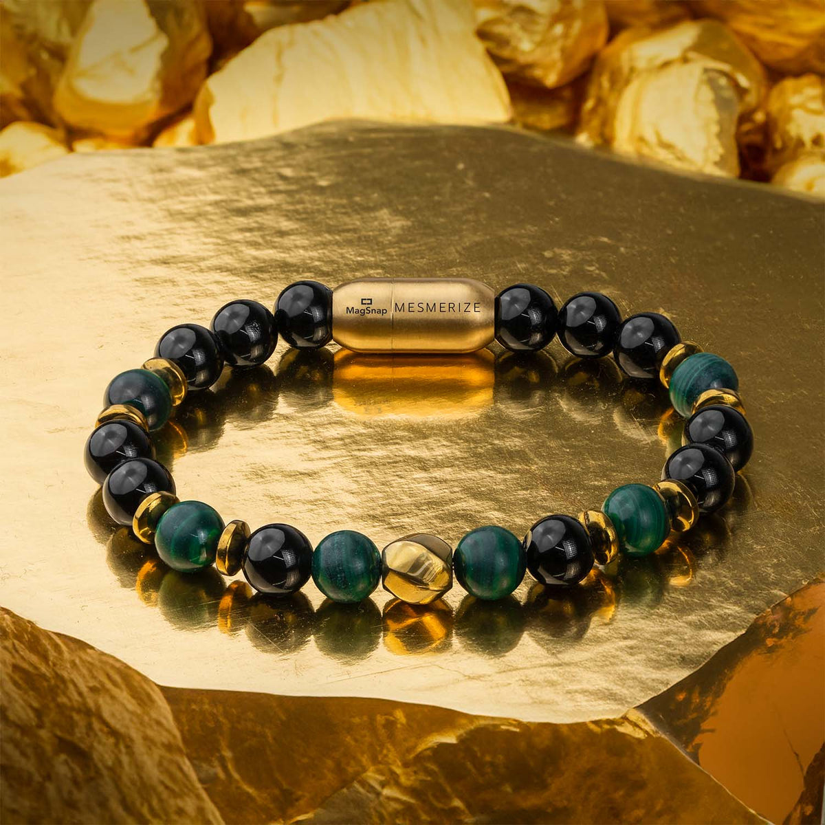 Prosperity Gloss Onyx & Malachite Natural Stone Bracelet 2