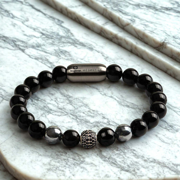 Pure 925 Silver Black Spinel Natural Stone Bracelet With MagSnap 2