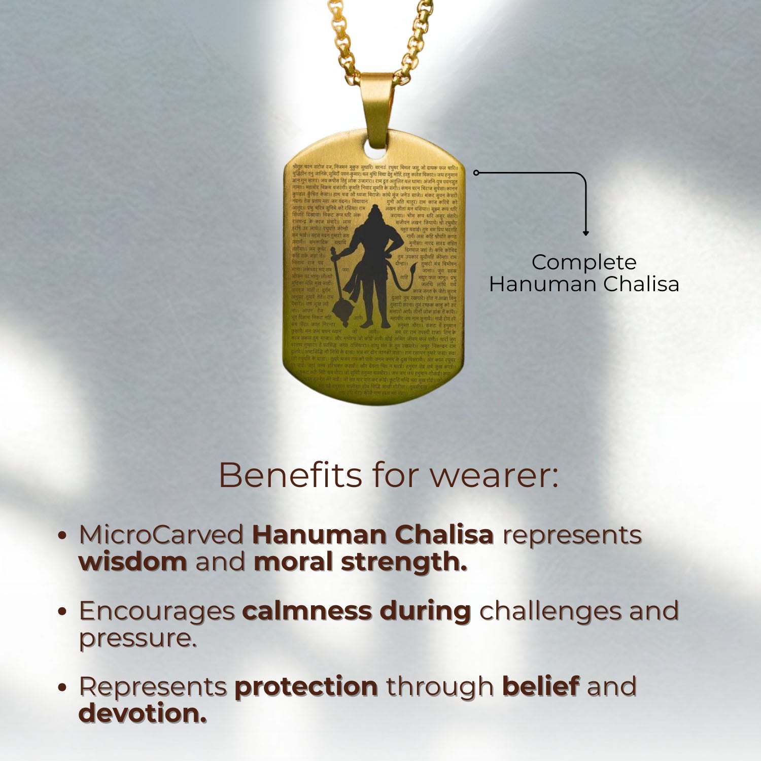 Sacred Hanuman Chalisa Tag Necklace Silver