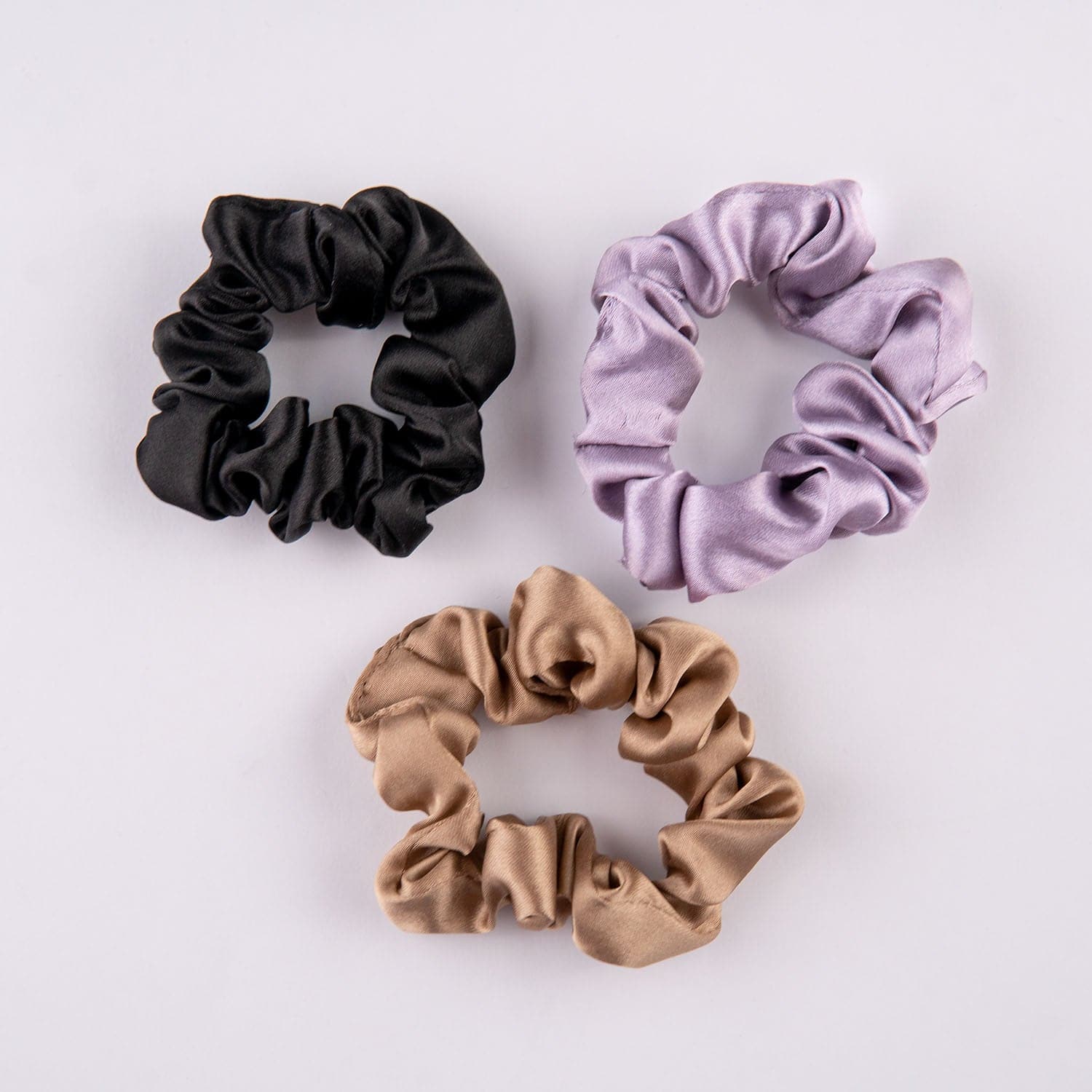 Skinny Satin Scrunchie (Black, Brown, Lavender)