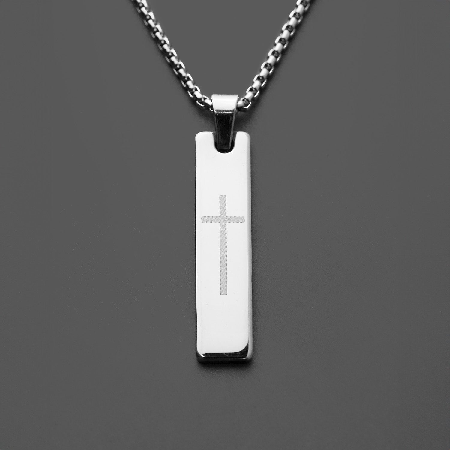 Silver Holy Cross Spiritual Mini Bar Necklace