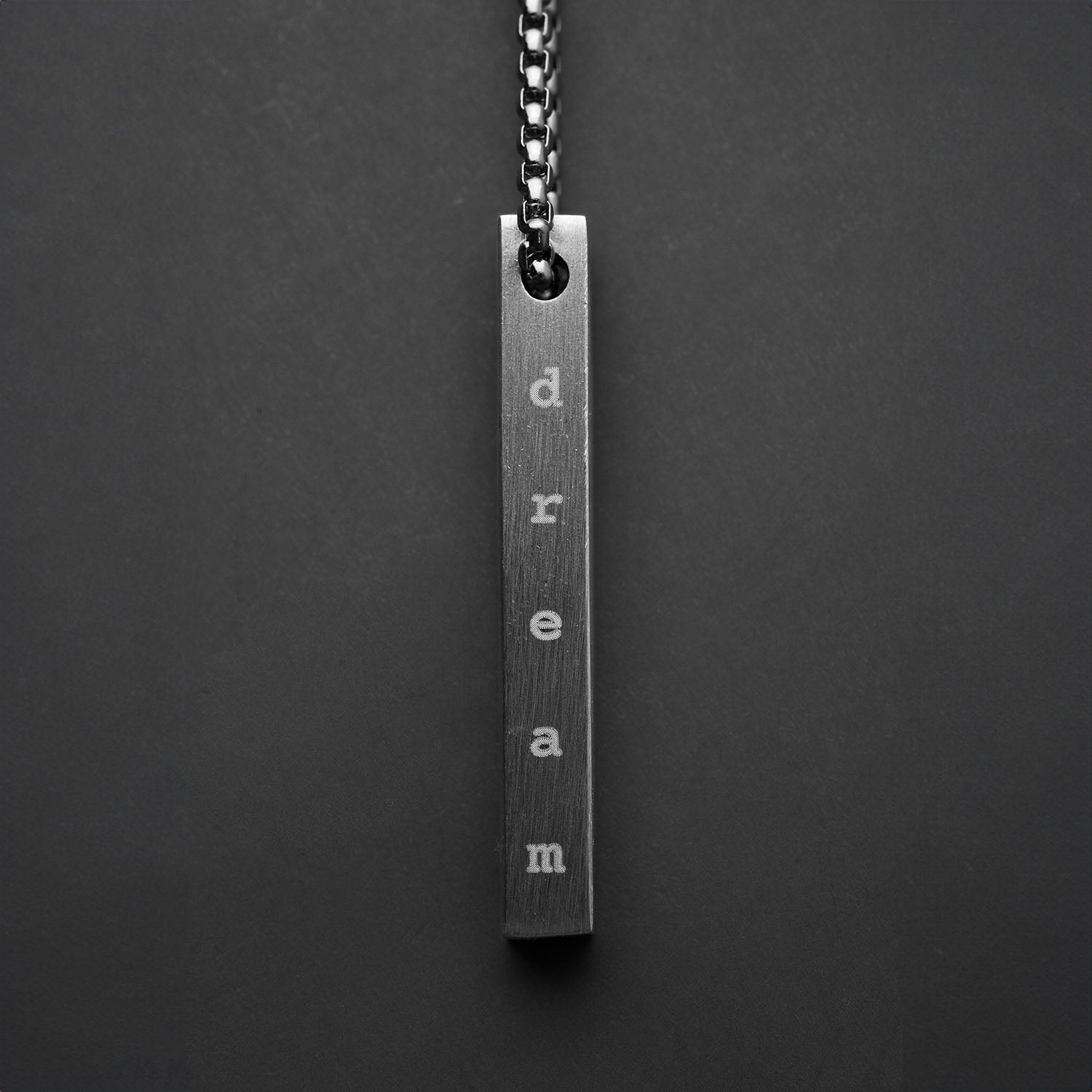 Silver Hustle Motivational Bar Necklace