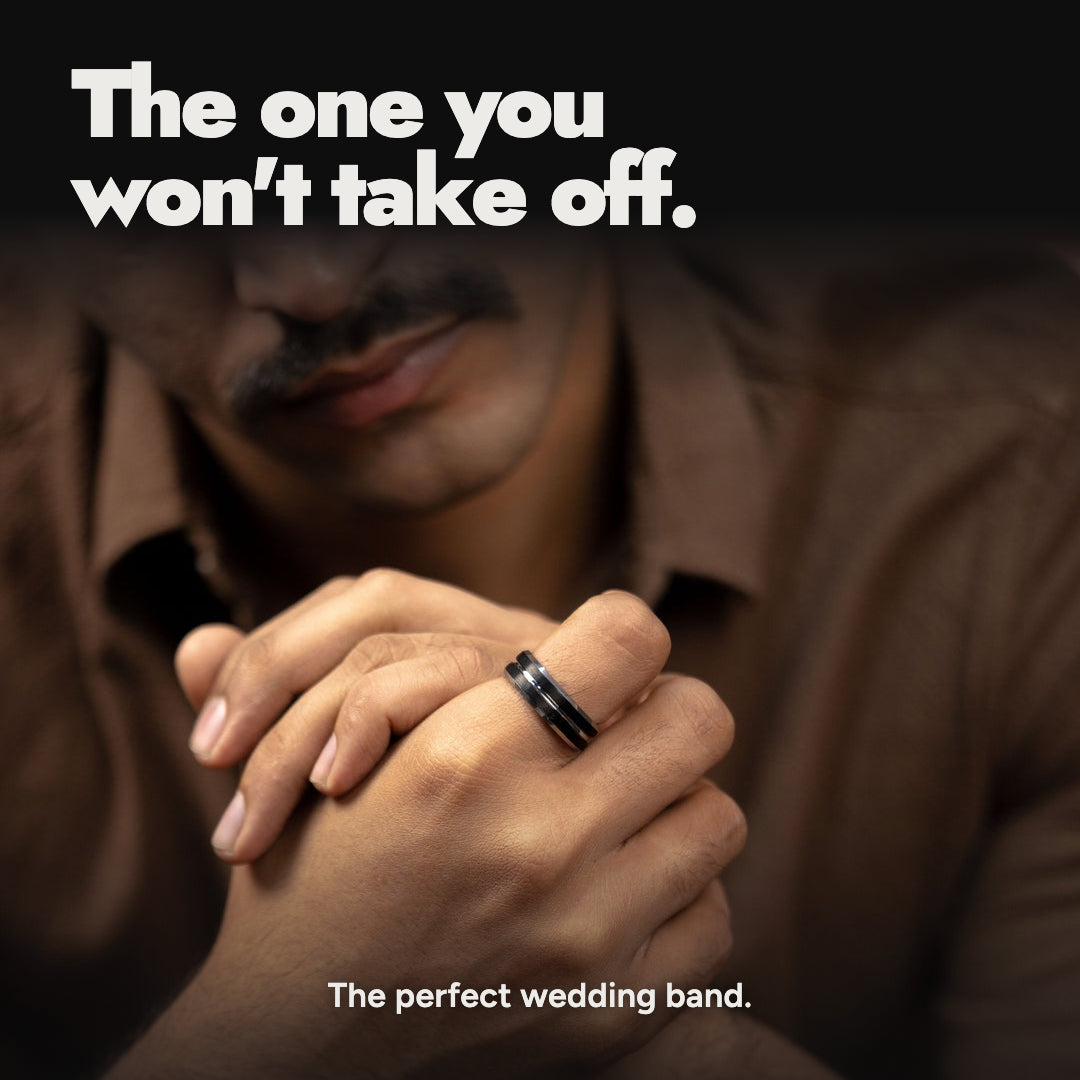 Silver Streak Tungsten Carbide Band Ring