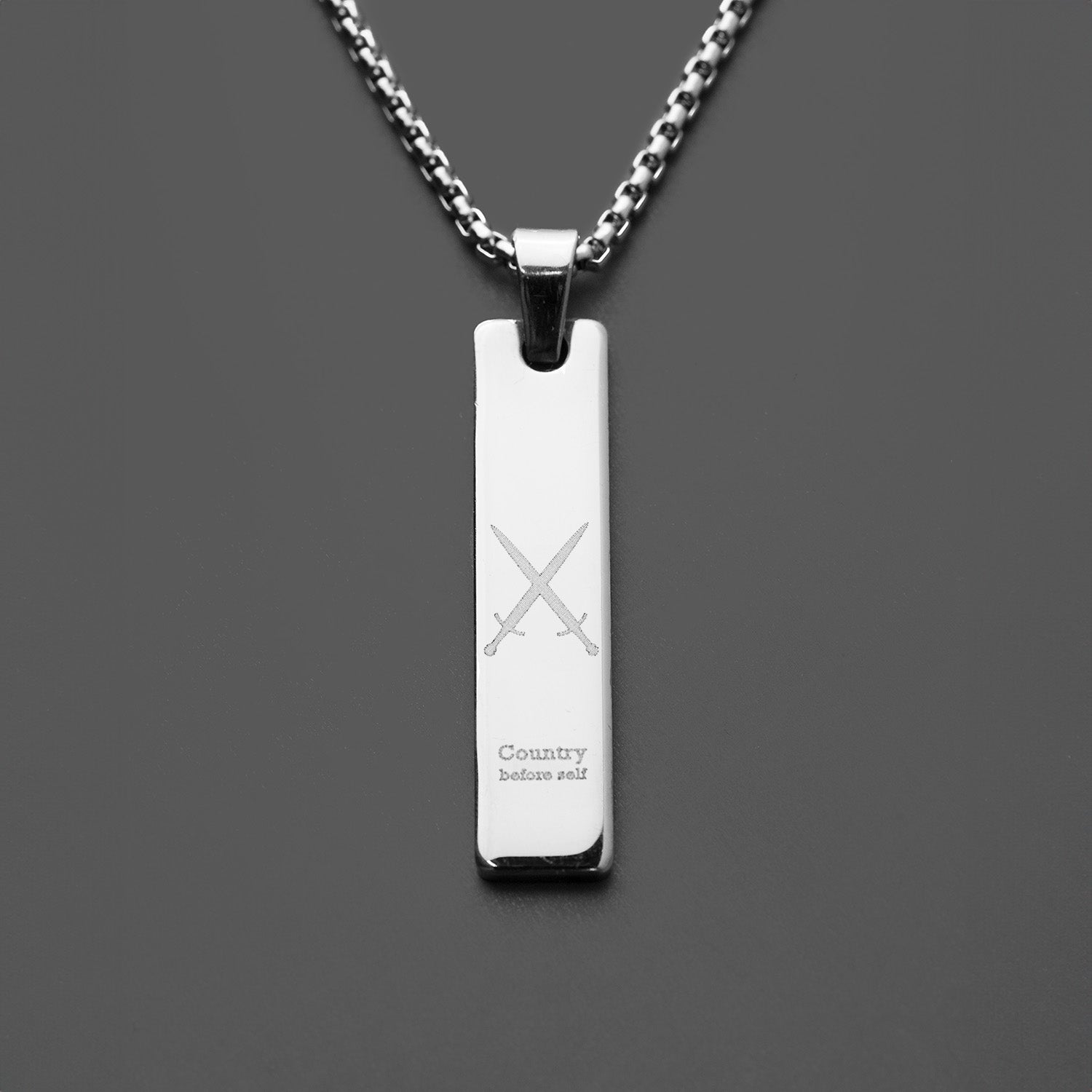 Silver Army Combat Mini Bar Necklace