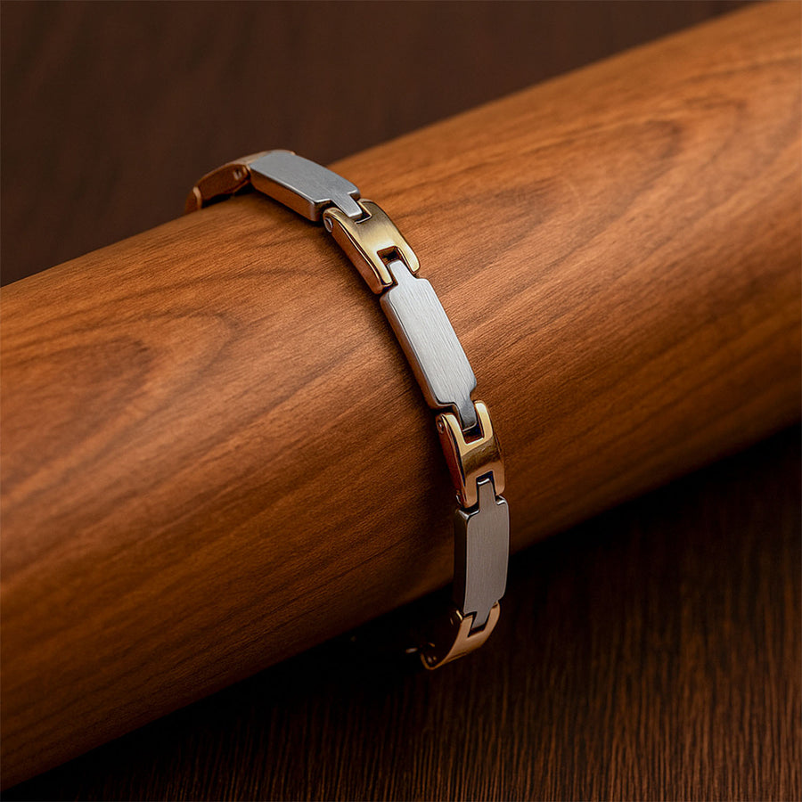 Silver & Gold Dual Finish Steel Link Bracelet