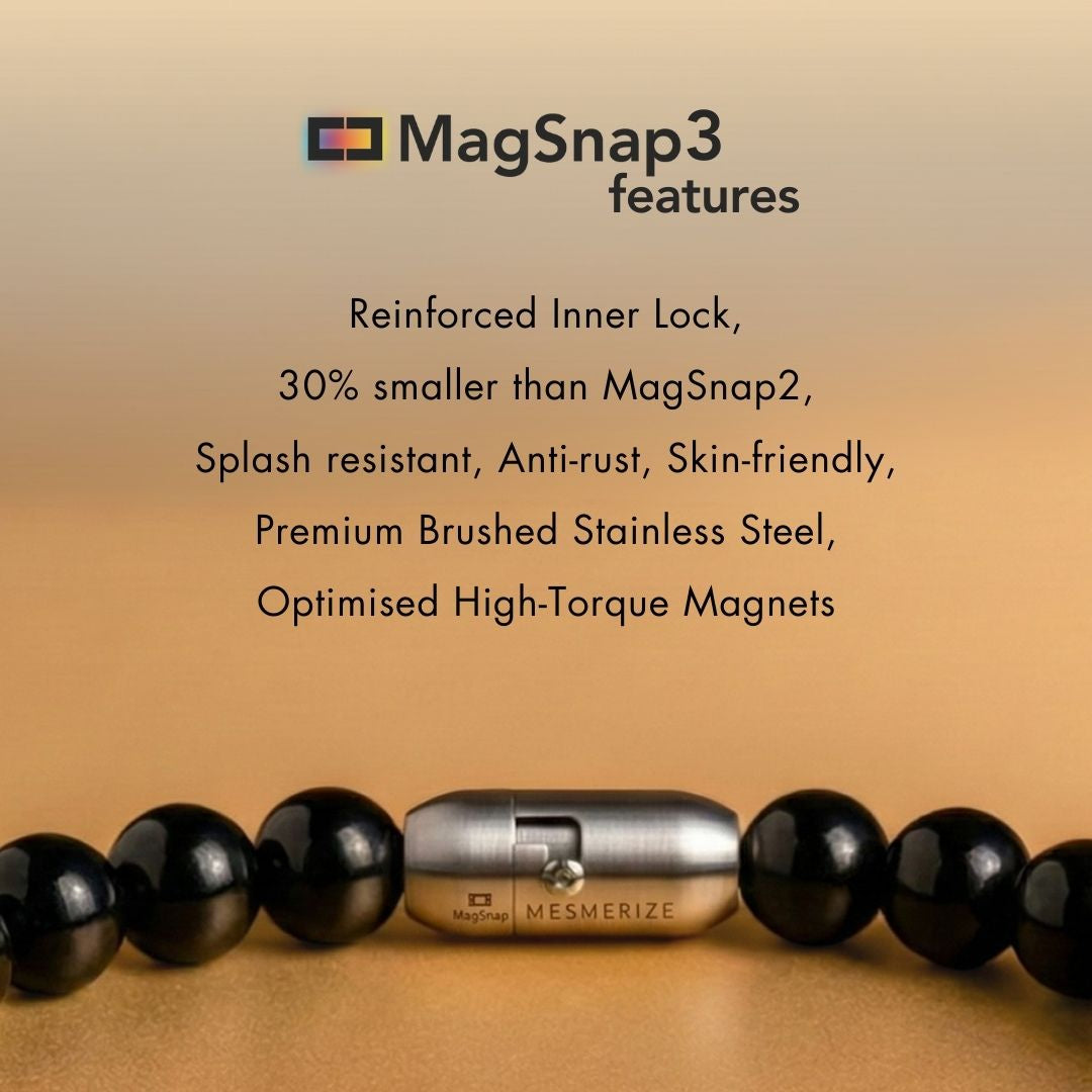 Pure 925 Silver Black Spinel Natural Stone Bracelet With MagSnap 3