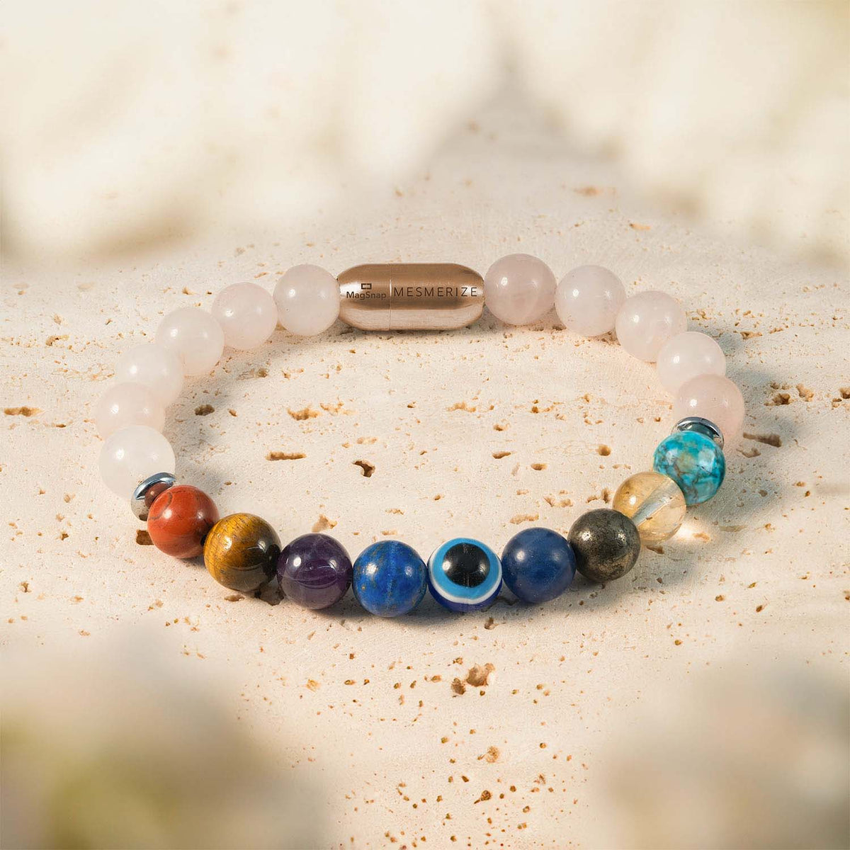 Solace Rose Quartz 9 Chakras Natural Stone Bracelet 2