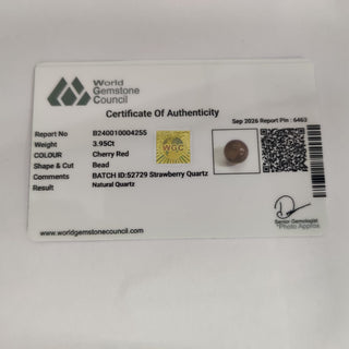 Strawberry Quartz lab certificate 13