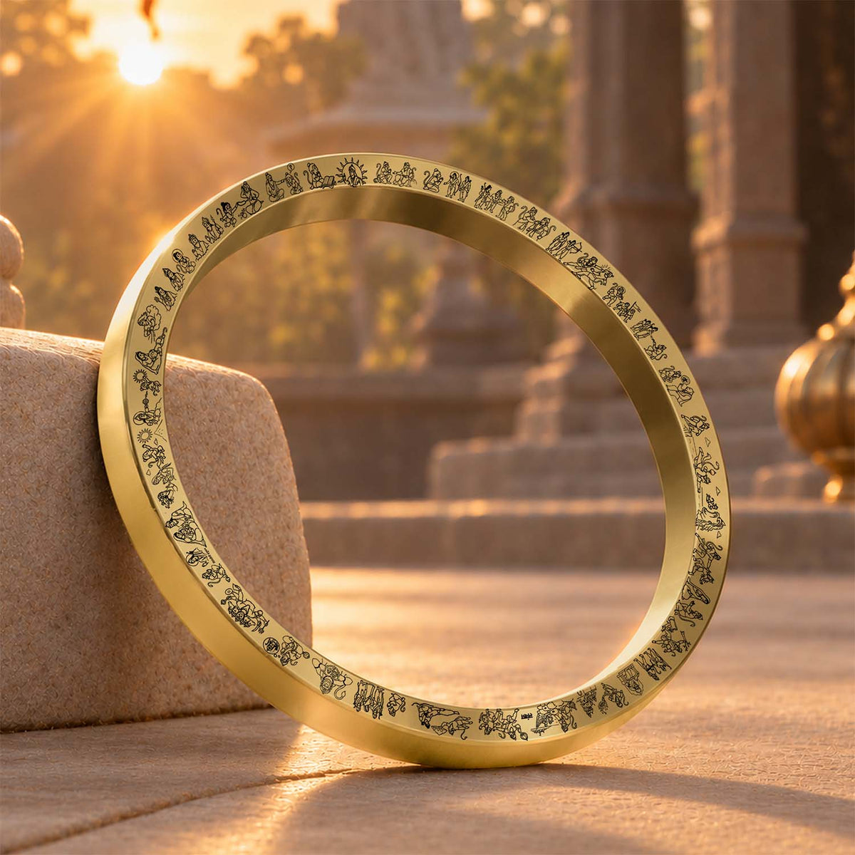 Tales Of Hanumanji MicroCarved Thick Kada Gold